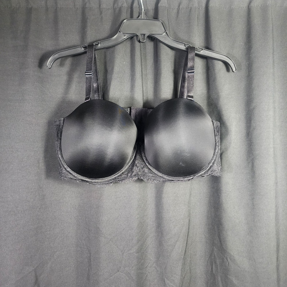 Torrid Curve Black Multiway Strapless Lace Trim Bra 42D Underwire‎ Smooth Cup